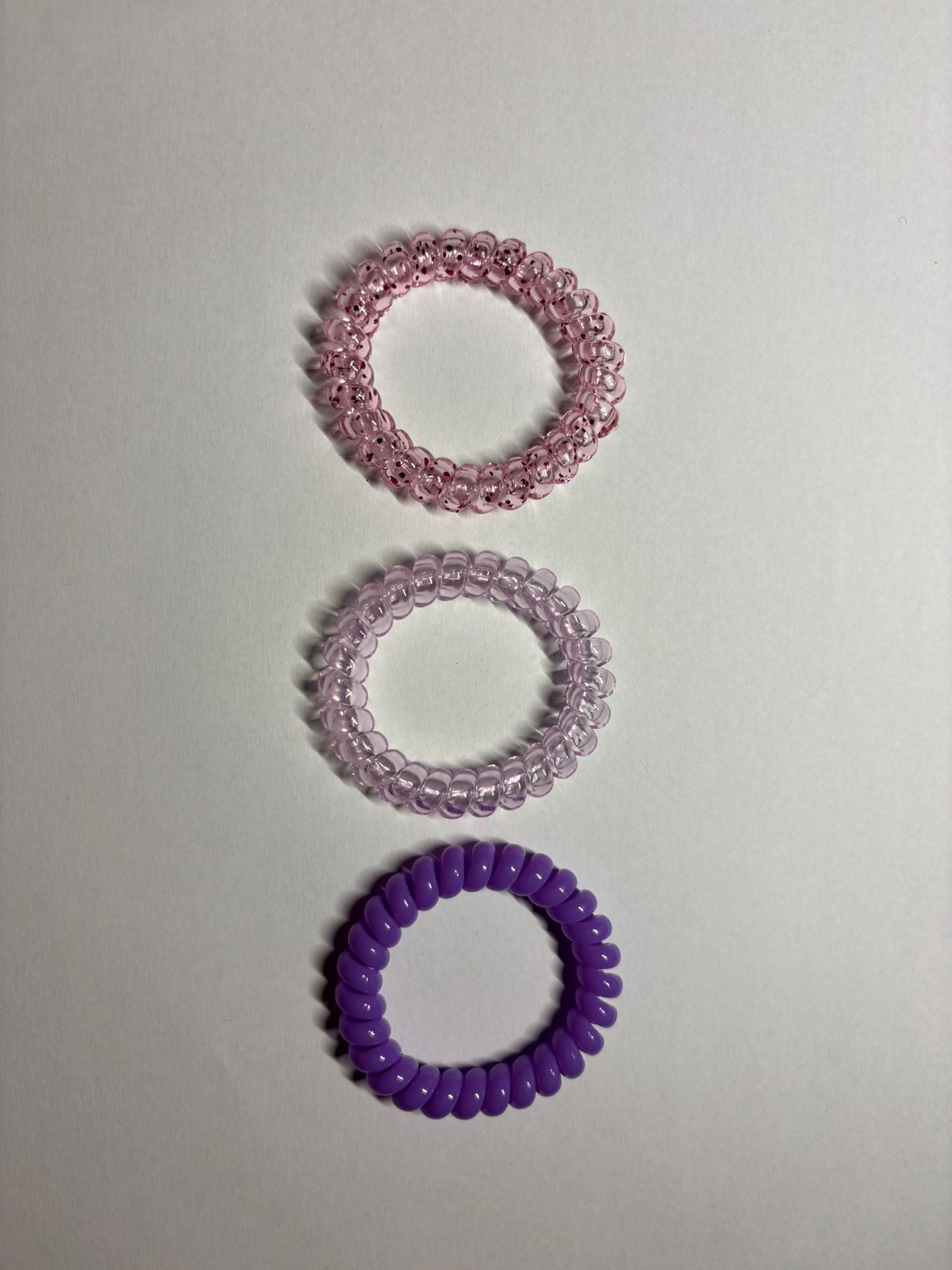 Pastel Purple Spiral Hair Ties – 3-Pack (Pink, Lilac & Purple)