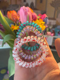 Mix Spiral Hair Ties – 3-Pack ( white and red stars, turquoise and pink stars, pink mix )